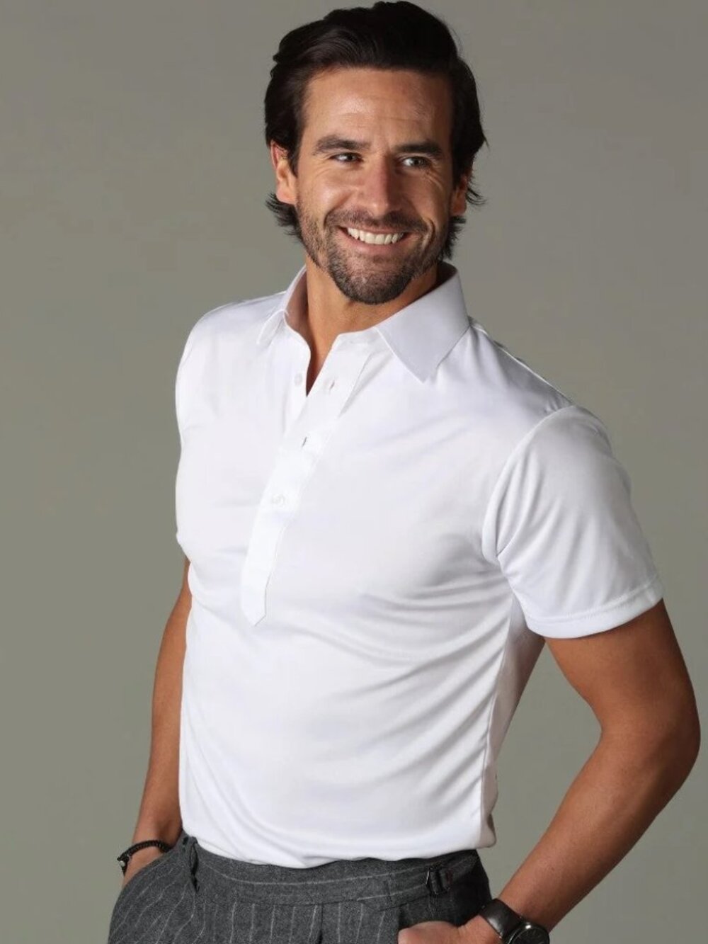 NWOT Collars & Co. Semi-Spread Collar Polo Firm White Size Medium M NEW